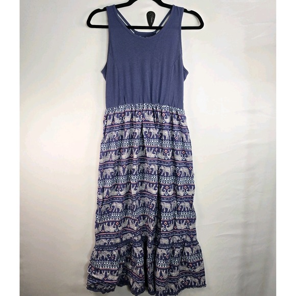 MUDD Girl's Elephant Print Maxi Midi Dress Size‎ 12 Blue - Picture 1 of 6